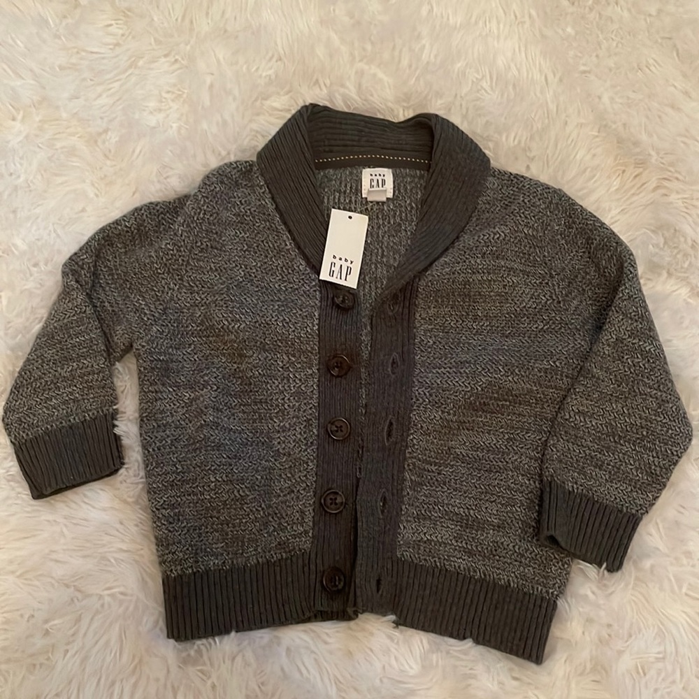 Baby GAP 》New boys grey cardigan knit sweater 》18-24 months